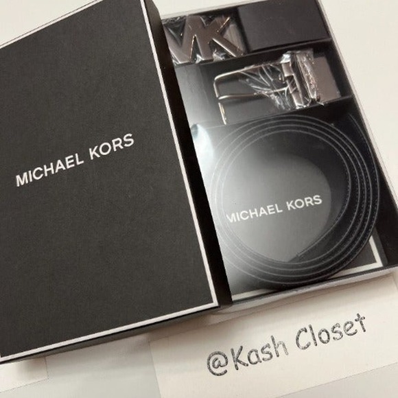 Michael Kors Mens Belt Set 4 in 1 Reversible MK Signature Gift Box Admiral Blue - Picture 6 of 7